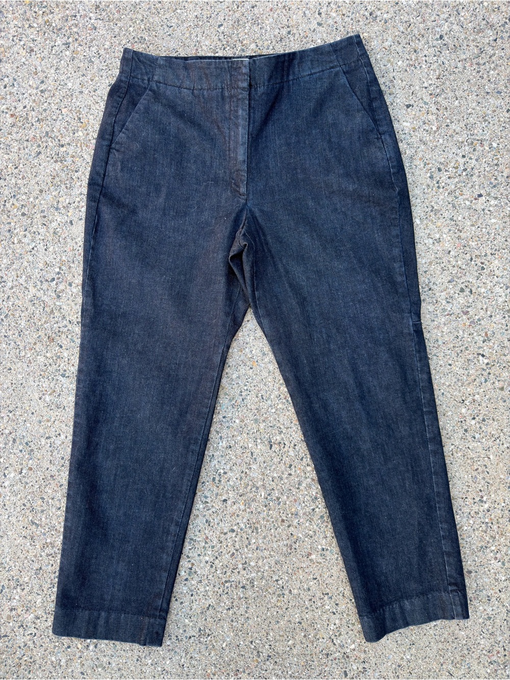 Talbots Petites Stretch Denim Crop Pants 12P Dark Wash Ankle Slit Hem